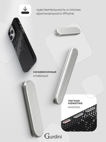 Чехол накладка iPhone 14 Pro Max 6.7" Gurdini Carbon Design (Magsafe &amp; Lense holder) Galaxy Black