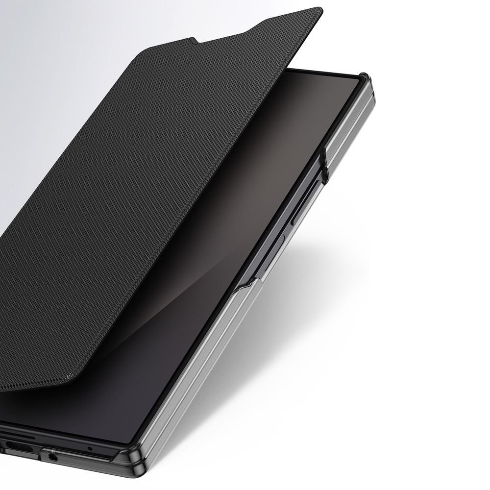 Чехол с покрытием "под кожу" черного цвета для Samsung Galaxy Z Fold 8 Ultra, серия Fort Series Case от Dux Ducis