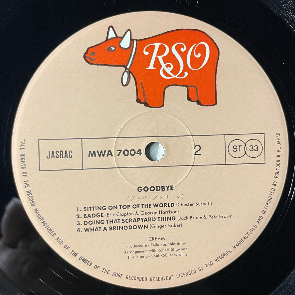 Винтажная виниловая пластинка LP Cream Goodbye (Japan 1980) (Obi)