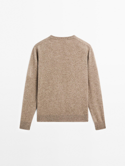 Massimo Dutti Свитер из 100% кашемира с длинными рукавами, кротово-коричневый