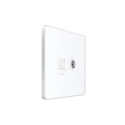 Розетка мультимедийная информационная TV/FM и Cat 5e Systeme Electric Infinity Арктический лед FSE000189