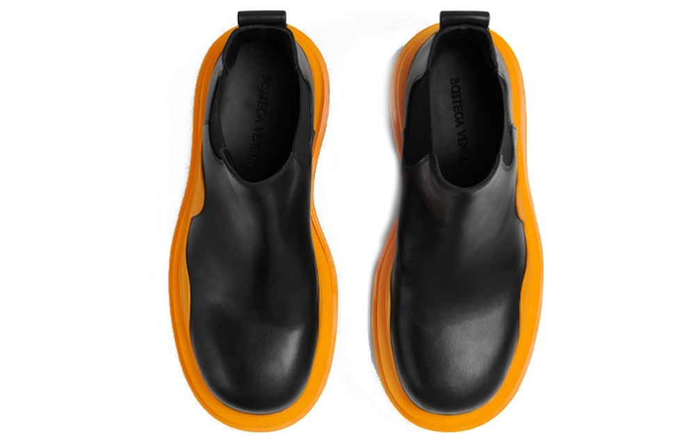 Bottega Veneta Tire Chelsea Ankle Length Chelsea Boots Men"s Orange