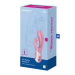 Розовый вибратор-кролик 20,4см с функцией расширения Satisfyer Air Pump Bunny 2