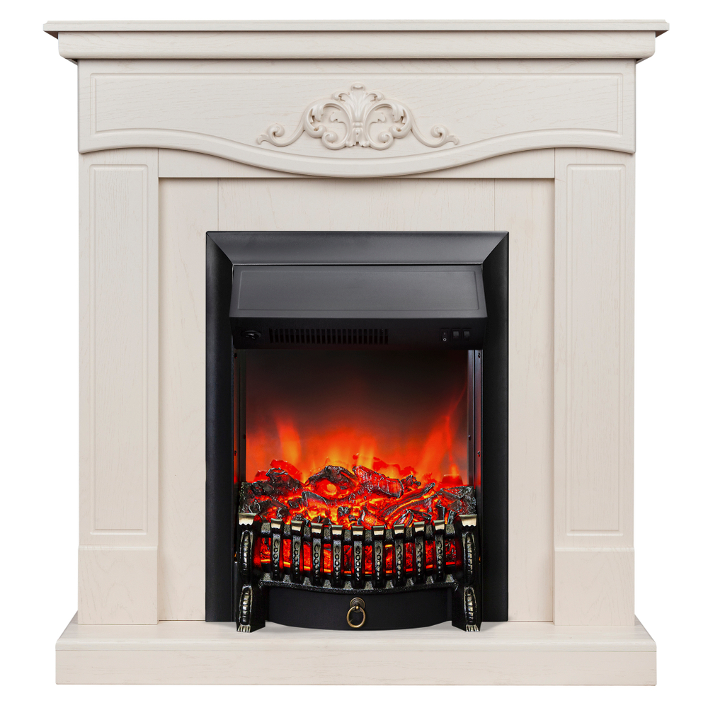 Каминокомплект Real Flame Junona WT с очагом Fobos Lux Black (без пульта)