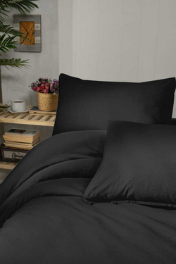 Постельное белье 1.5 спальное Arya home Natural Stone Washed черное