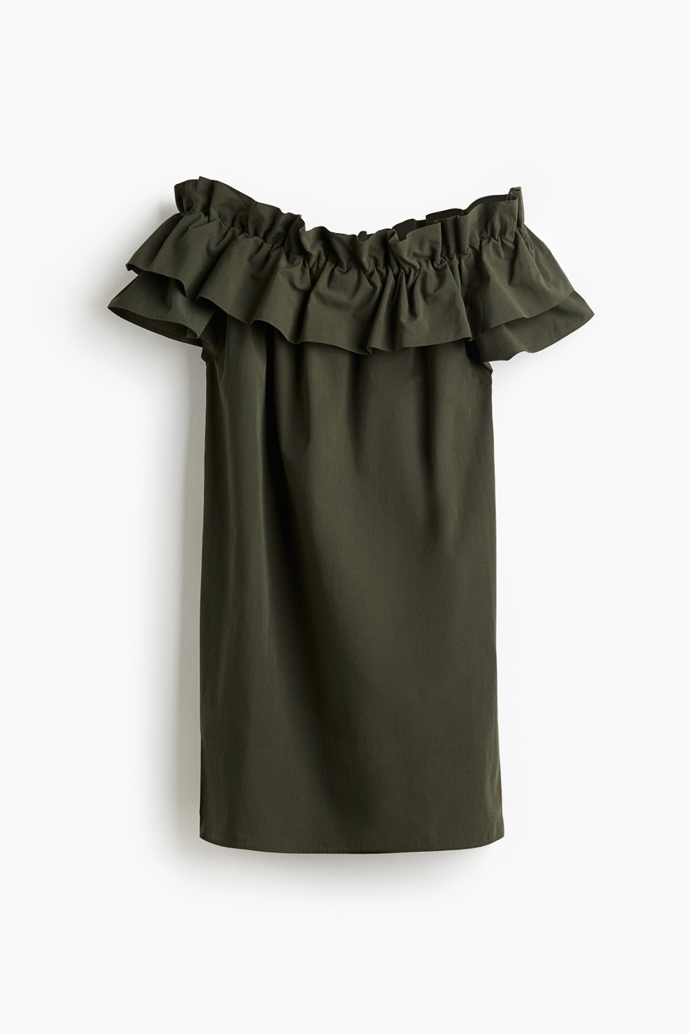 Платье из поплина с открытыми плечами — свободный крой - H&M