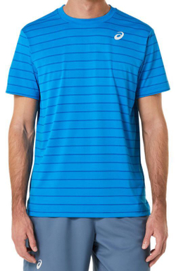 Мужская теннисная футболка Asics Court Stripe SS Top - небесный