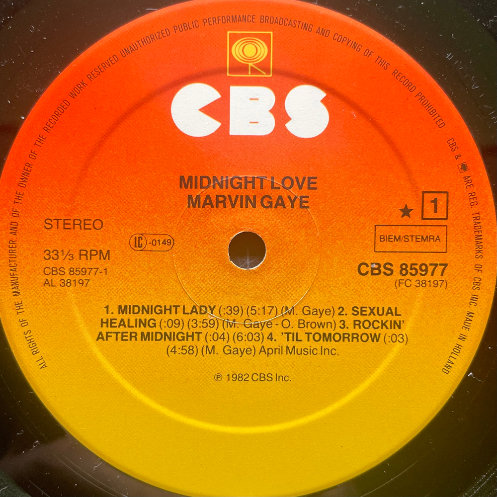 Marvin Gaye - Midnight Love (Голландия 1982г.)