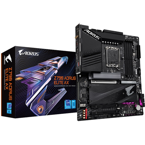 Материнская плата GIGABYTE Z790 AORUS ELITE AX (LGA1700/Z790/4xDDR5/3xPCI-Ex16/4xM.2/SB7.1/GLAN/BT/Wi-Fi/DP/HDMI/ATX)