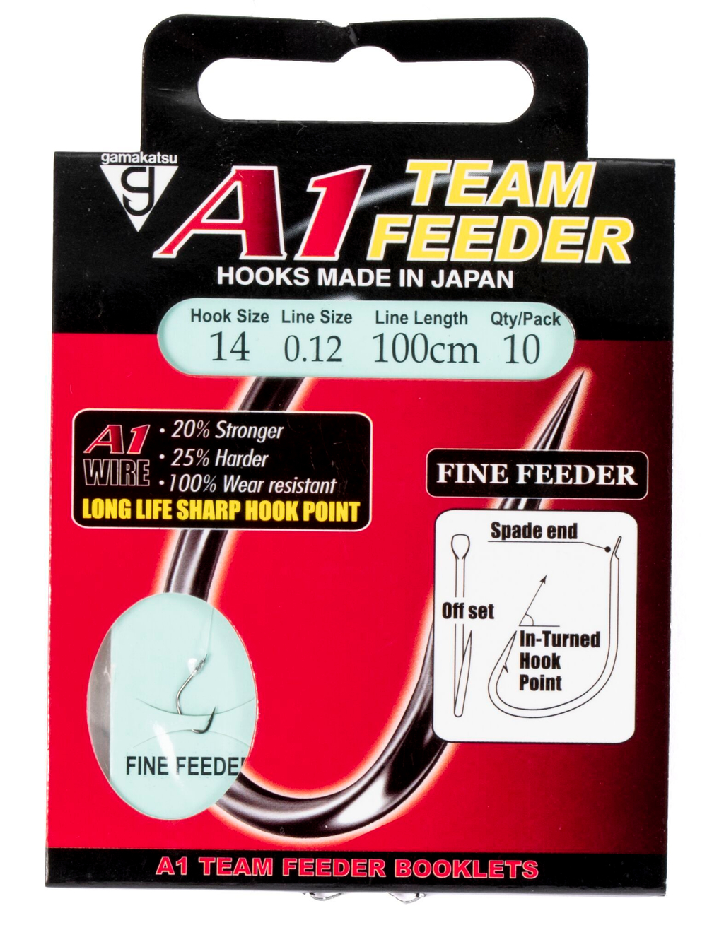 Крючки с поводком Gamakatsu BOOKLET A1 FINE FEEDER разм. 14-0.12мм 100см 10шт.