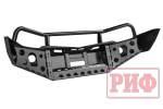 Бампер передний Mitsubishi L200 2005-2015/Pajero Sport 2009-2015 с доп. фарами, защитной дугой и защитой бачка омывателя РИФ