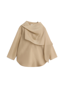 Massimo Dutti Блузка из органзы с драпировкой и отделкой в ​​виде шарфа - Limited Edition, цвет шампанского