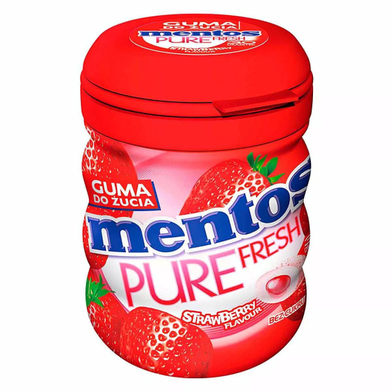 Mentos Pure Fresh Strawberry (Ментос Клубника жев.резинка) 60г (6шт)  банка