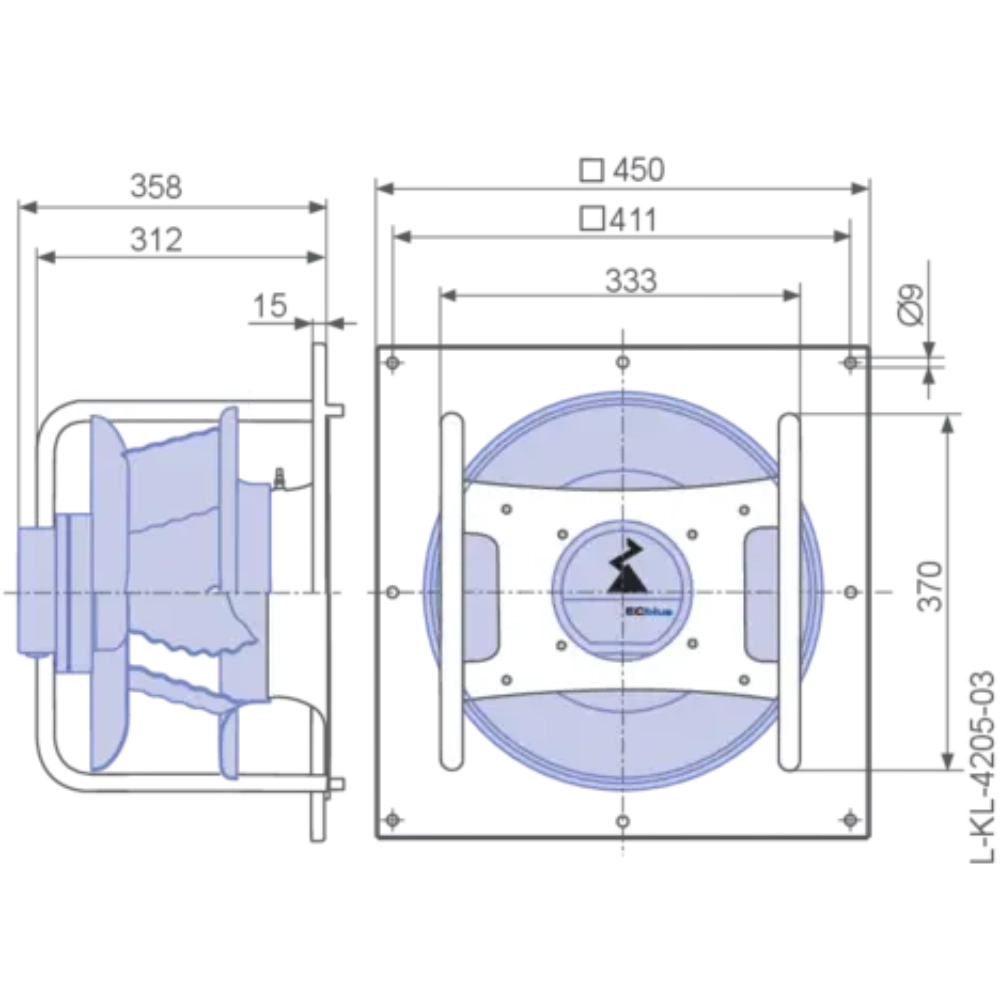 Модульный вентилятор Menerga Radial fan GR (ZIEHL-ABEGG ZAvblue)