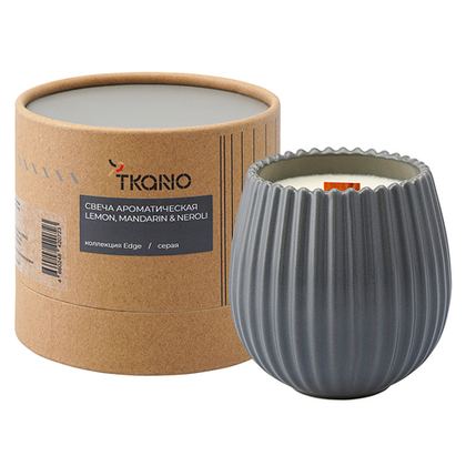 Свеча ароматическая Tkano Edge Lemon Mandarin & Neroli серая 60ч