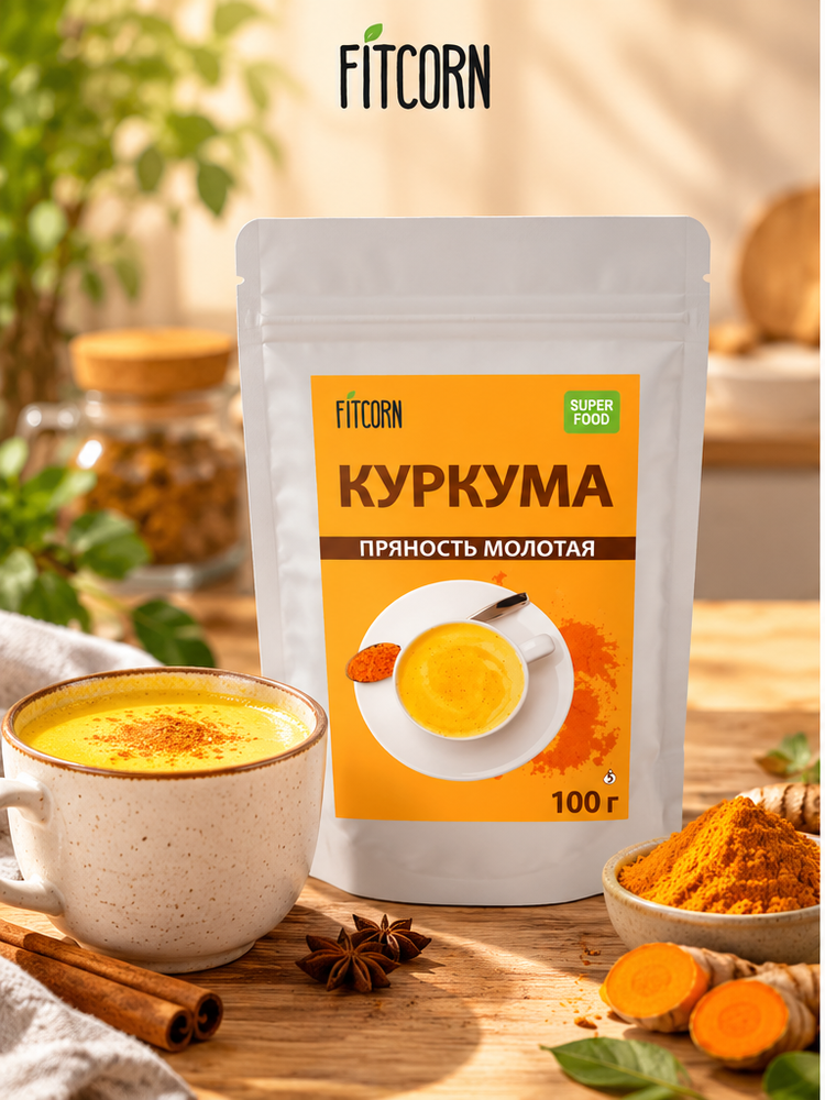 Куркума молотая  100 гр  дой-пак  ТМ FITCORN