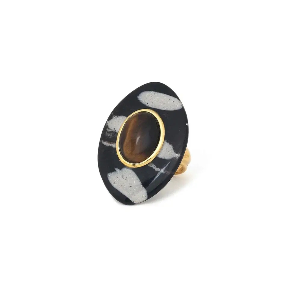 Кольцо Nature Bijoux, Zebra, разъемное, с тигровым глазом и смолистым песком в смоле, NB24.2-19CP256