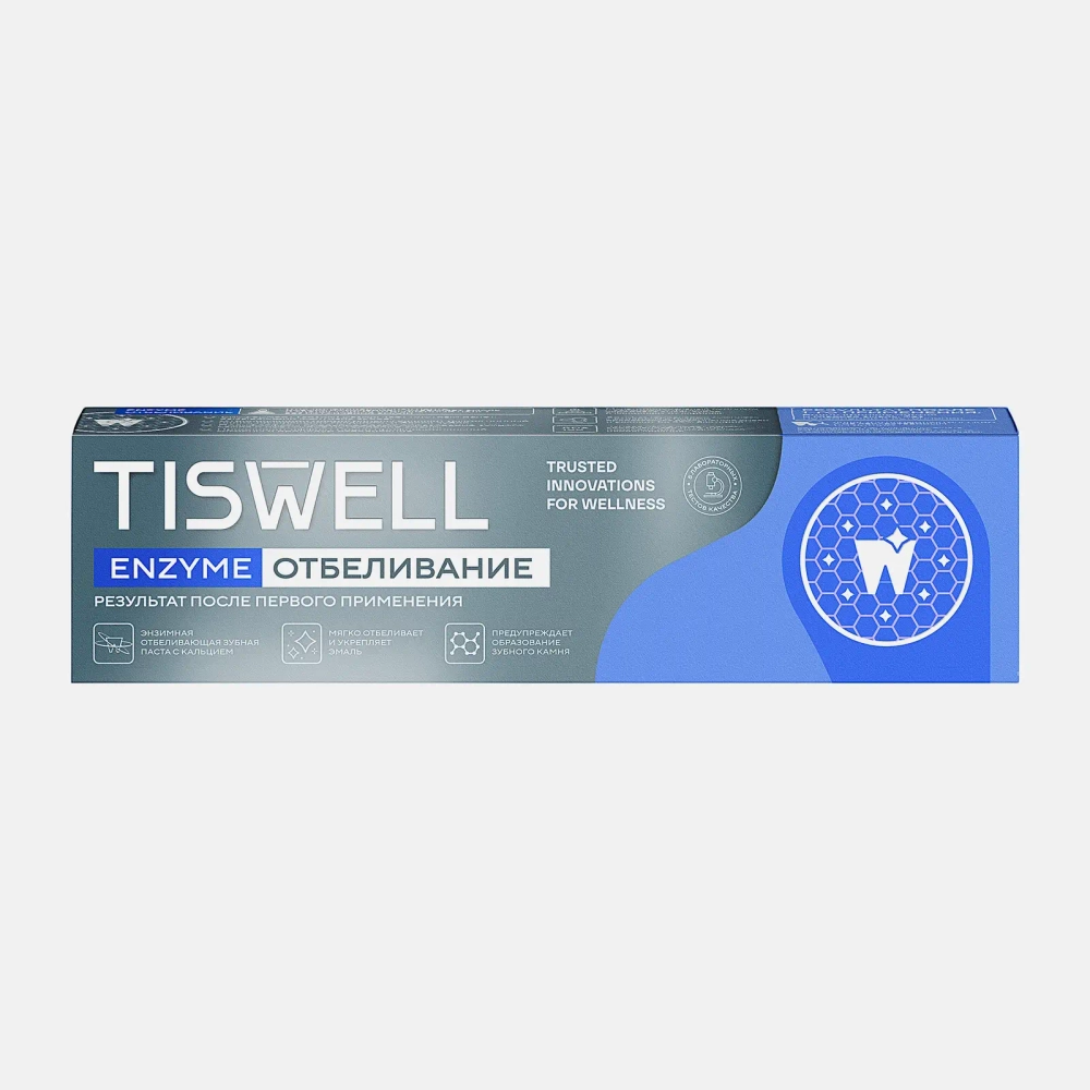 Зубная паста Tiswell энзимная отбеливающая с кальцием 110г
