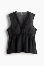 Топ с кружевной лентой и баской - H&M
