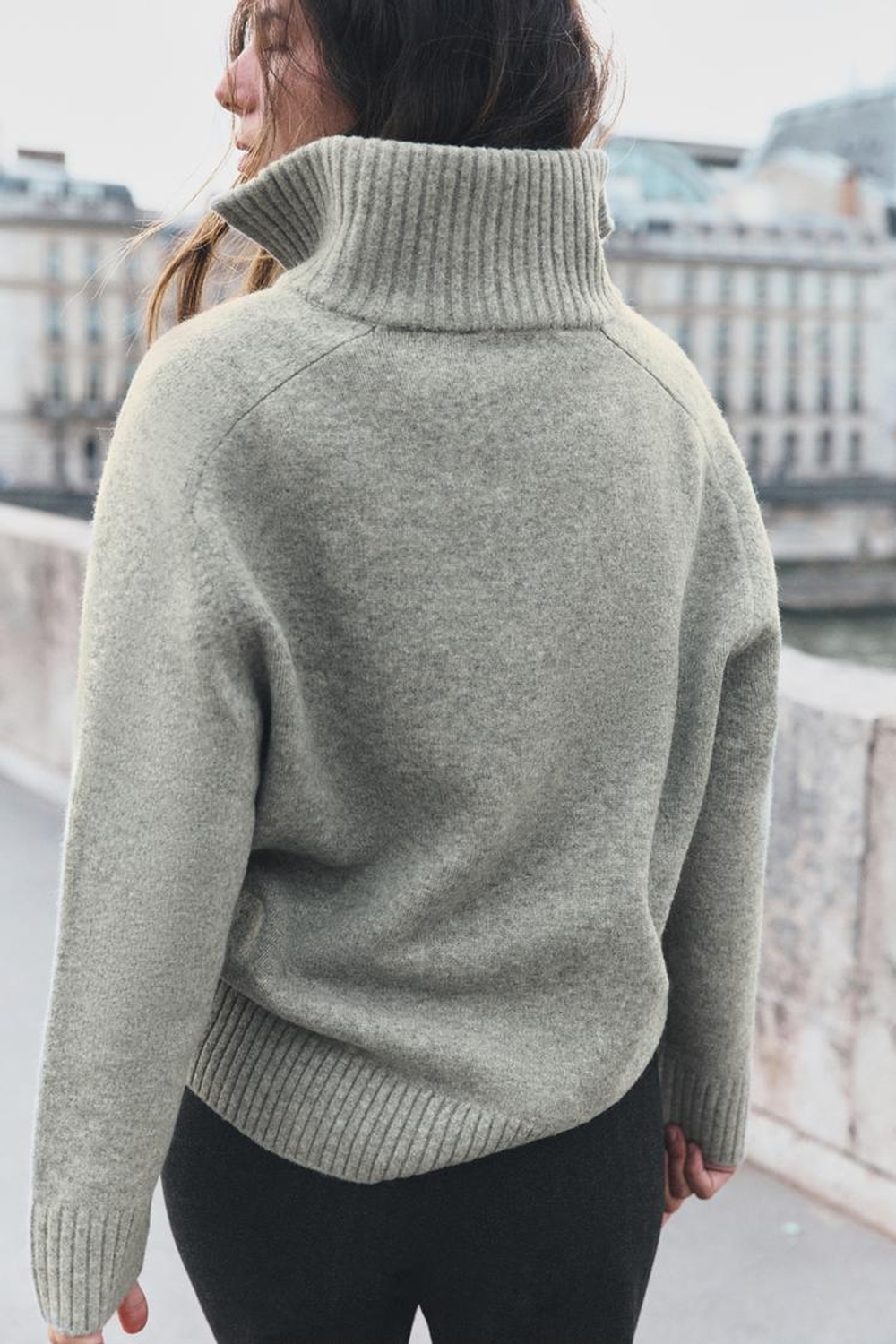 ZARA СВИТЕР ИЗ МЯГКОГО ТРИКОТАЖА, СЕРЫЙ МЕЛАНЖ