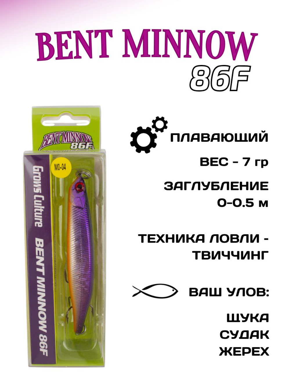 Воблер минноу Bent Minnow 86F 7 г цвет #MO-04
