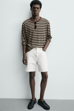 ZARA ДЖИНСОВЫЕ ШОРТЫ REGULAR FIT, БЕЛЫЙ