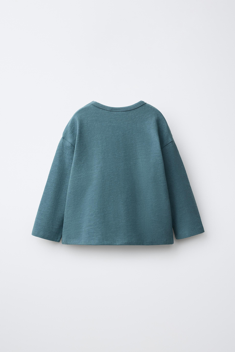 ZARA ОДНОТОННАЯ ФУТБОЛКА, УТИНО-СИНИЙ