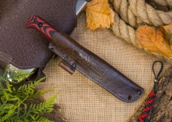 🏆Туристический нож Forester Elmax (Cryo) Satin Black-Red G10