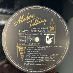 Винтажная виниловая пластинка LP Modern Talking, Ready For Romance (The 3rd Album) (Германия 1986) (Club Edition)