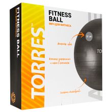 Мяч гимн. TORRES, AL121155SL,диам. 55 см, эласт. ПВХ, с защ. от взрыва, с насосом, серый