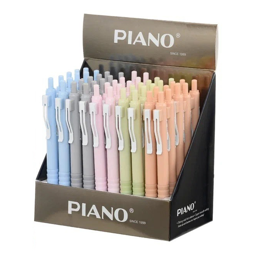 Ручка шариковая, масляная, автоматическая, Piano, синие чернила, серия "PIANO PURE", 5 цветов корпуса, 50 шт