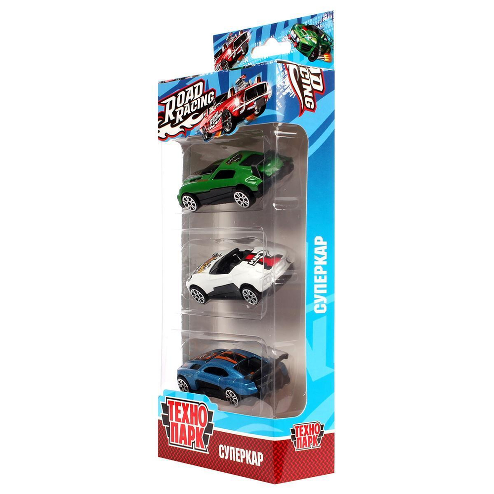 Набор моделей ин. мет. 3шт. "Road Racing Суперкар" 7.5см. RR-SET-80533-F-R (Технопарк)