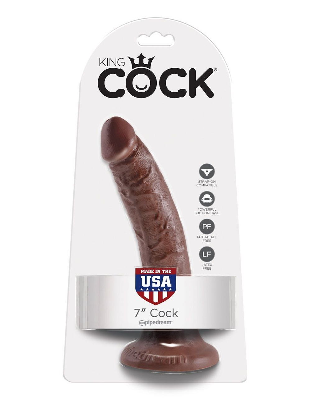 Коричневый фаллоимитатор с присоской 7 Cock - 17,8 см. (Цвет: коричневый)