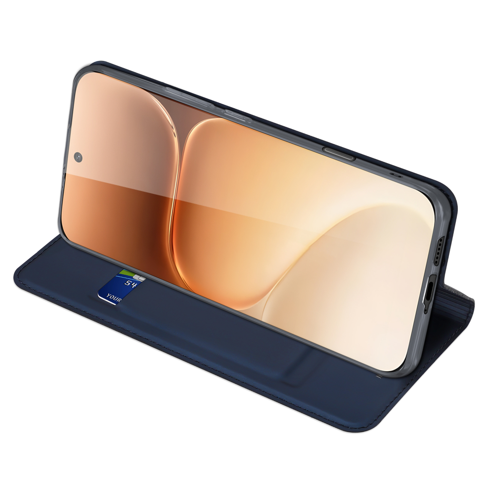 Чехол книжка из кожи синего цвета для Honor 600 и 600 Pro, серия Skin Pro Series от Dux Ducis