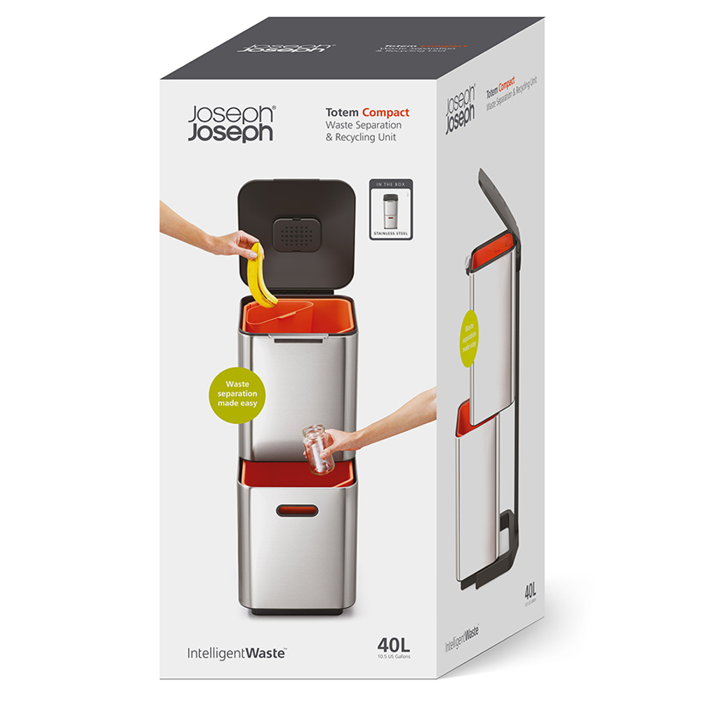 Контейнер для мусора с двумя баками totem compact, 40 л, нержавеющая сталь