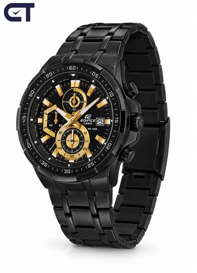 CASIO EFR-539BK-1AVUDF EDIFICE мужские наручные часы — крупный чёрный хронограф с IP-покрытием