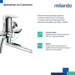 Смеситель для ванны и раковины 35к Milardo RORSB00M10 Рора (Rora) с душ. аксессуарами, ХРОМ