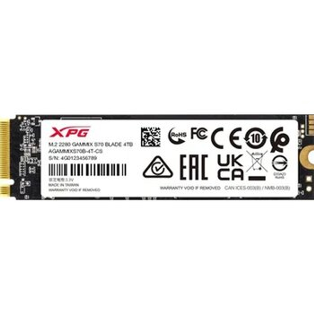 SSD ADATA XPG GAMMIX S70 BLADE, 4 ТБ, M.2, PCIe 4.0, NVMe, AGAMMIXS70B-4T-CS