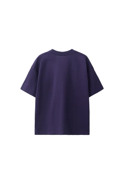 ZARA БАЗОВАЯ ОДНОТОННАЯ ФУТБОЛКА, ТЕМНО-СЛИВОВЫЙ