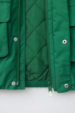 ZARA ПАРКА WATER REPELLENT С КОНТРАСТНЫМИ ДЕТАЛЯМИ, ЗЕЛЕНЫЙ