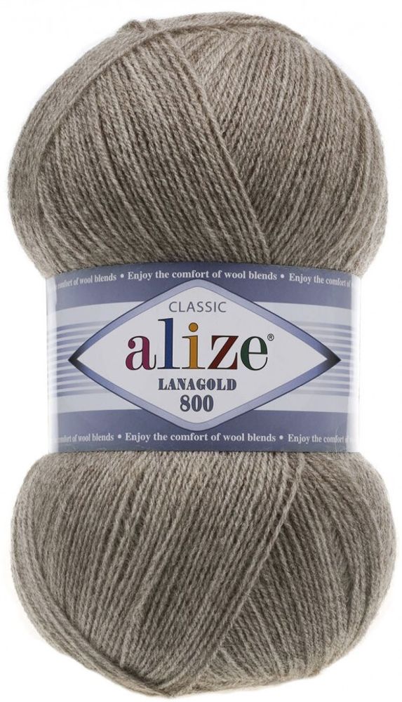 ALIZE "LANAGOLD 800", 49% шерсть, 51% акрил, 100 гр, 800 м, 207 светло-коричневый
