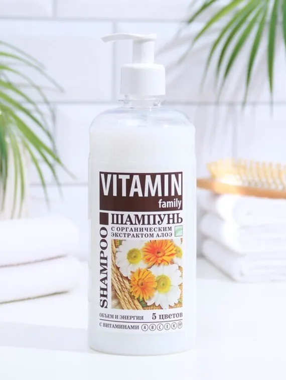 Шампунь VITAMIN Family "5 цветов" легкость и объем, 650 мл