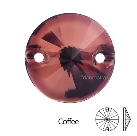 Стразы пришивные, Rivoli, Coffée, 221, 12mm, (28 ea/pkg), 5A+, (F2)