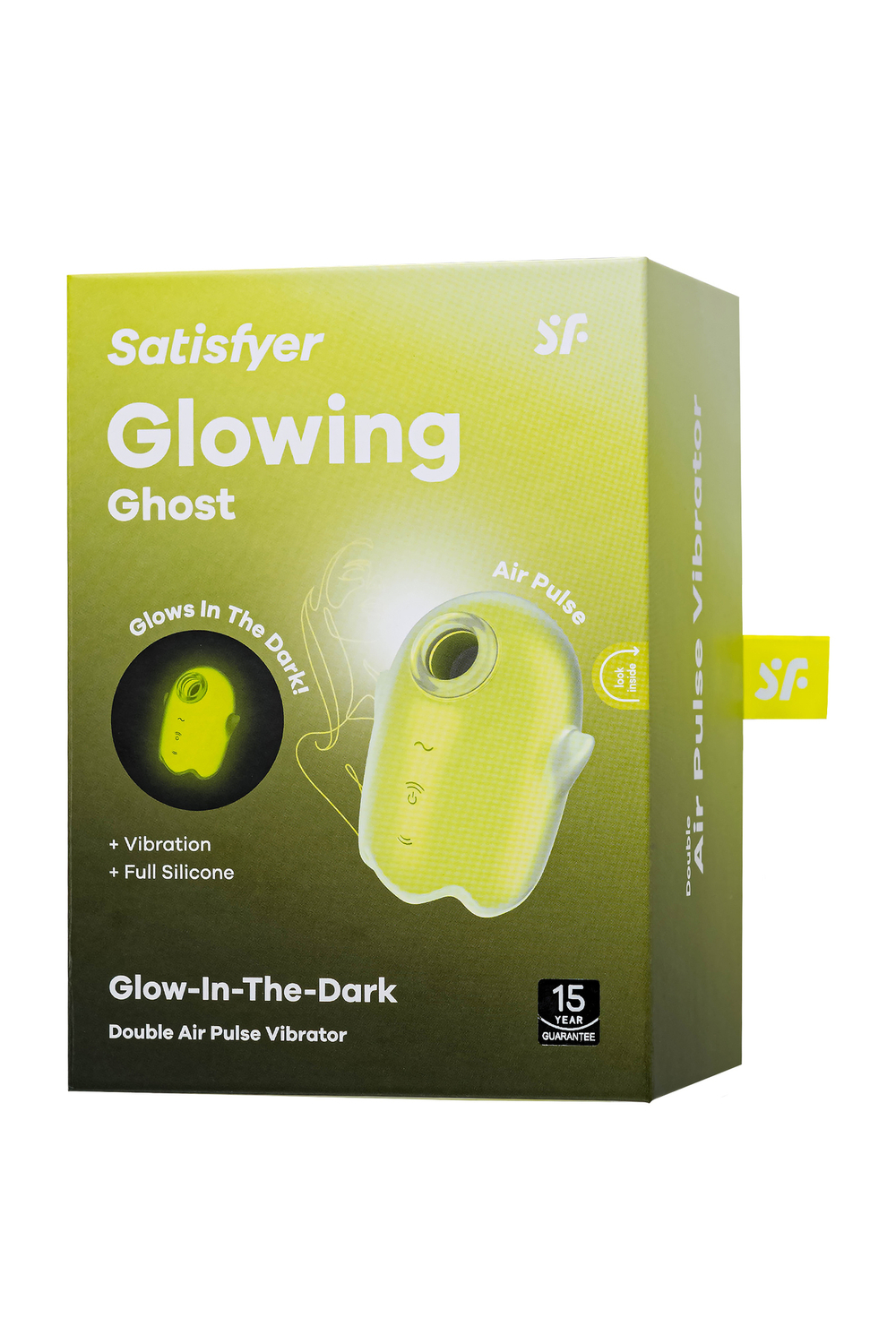 Вакуумный стимулятор клитора с вибрацией Satisfyer Glowing Ghost, светящийся в темноте, желтый,8,4см