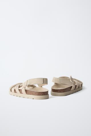 ZARA САНДАЛИИ С ВЕРЕВКАМИ, ПЕСОЧНО-КОРИЧНЕВЫЙ