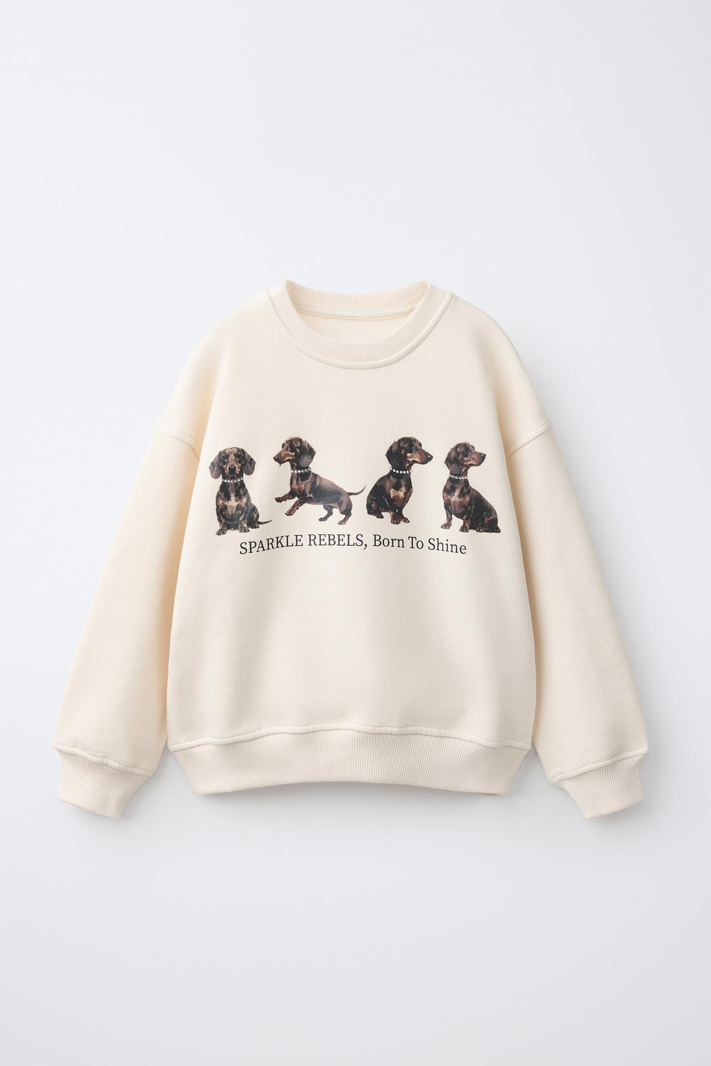 ZARA ТОЛСТОВКА С ПРИНТОМ «СОБАКИ», ЭКРЮ