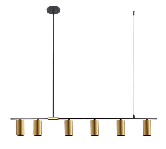 Светильник подвесной светодиодный NewRgy 9001A-DW-6 BLACK+BRASS, 6×10 Вт, чёрный