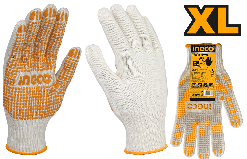 Перчатки с ПВХ точкой INGCO HGVK05 XL Перчатки с ПВХ точкой INGCO HGVK05 XL