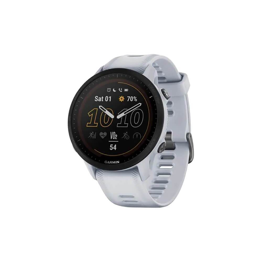 Умные часы Garmin Forerunner 955 Solar с белым ремешком
