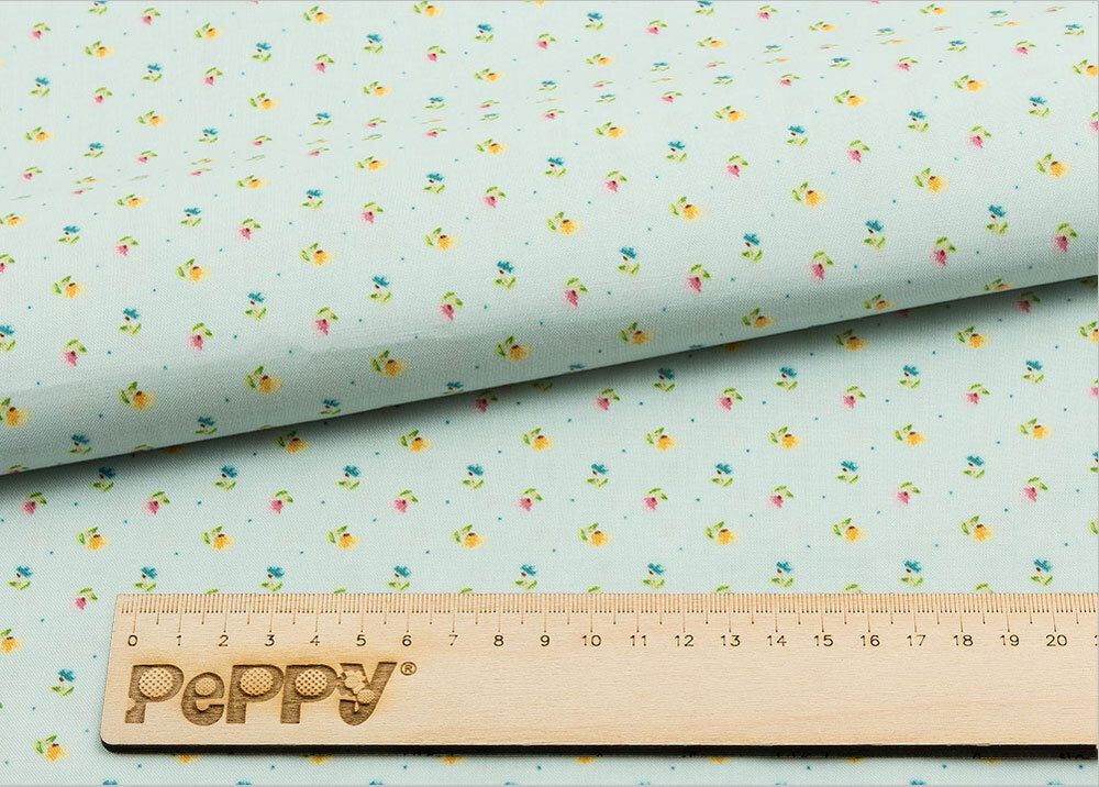 Ткань для пэчворка Peppy Нежная история, отрез 50х55 см, 146 г/м², НИ-20 голубой, Peppy